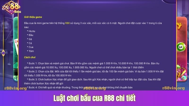Luật chơi bầu cua R88 chi tiết