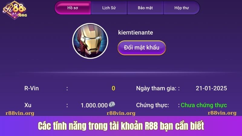 Các tính năng trong tài khoản R88 bạn cần biết